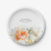 Elegante zachte rozen bloemen moderne botanische papieren bordje (Voorkant)