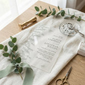 Elegante zachte salie groene bladeren botanische b acryl uitnodigingen