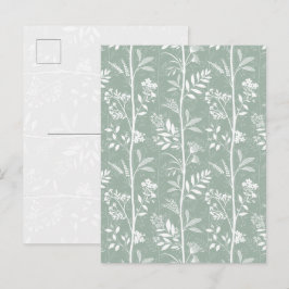 Elegante zachte saliegroene wilde bloem silhouet k briefkaart