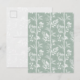 Elegante zachte saliegroene wilde bloem silhouet k briefkaart