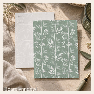 Elegante zachte saliegroene wilde bloem silhouet k briefkaart