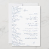 Elegante zachte stoffige blauwe bladeren botanisch kaart (Voorkant)