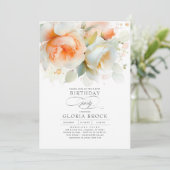 Elegante zachte terracotta bloemenboho verjaardags kaart (Staand voorkant)