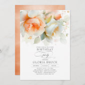 Elegante zachte terracotta bloemenboho verjaardags kaart (Voorkant / Achterkant)