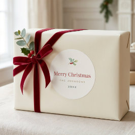 Elegante zachte textuur Kerstmis familienaam stick Ronde Sticker