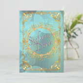 Elegante zachte turquoise bellen aankondiging (Staand voorkant)