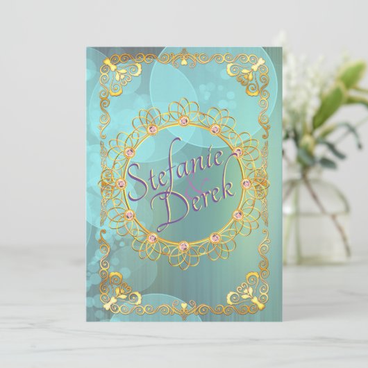 Elegante zachte turquoise bellen aankondiging (Staand voorkant)