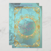 Elegante zachte turquoise bubbels aankondiging (Voorkant / Achterkant)