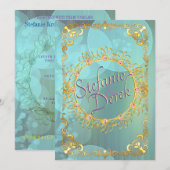 Elegante zachte turquoise luchtbellen aankondiging (Voorkant / Achterkant)