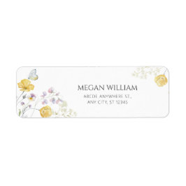 Elegante zachte wilde bloemen vlinder etiket