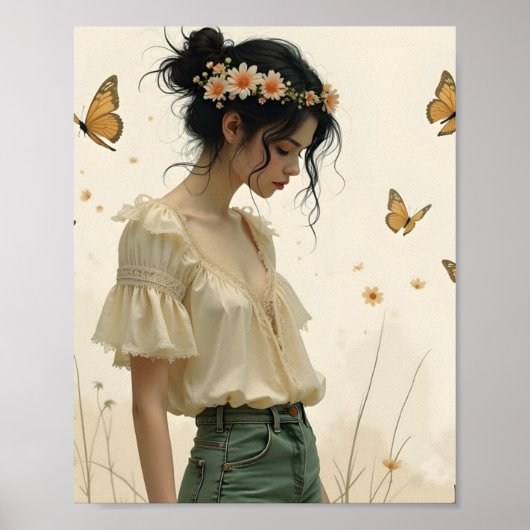 Elegante zachtheid in een vlinderdans poster (Voorkant)