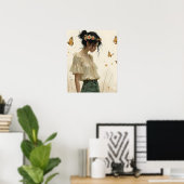 Elegante zachtheid in een vlinderdans poster (Thuiskantoor)