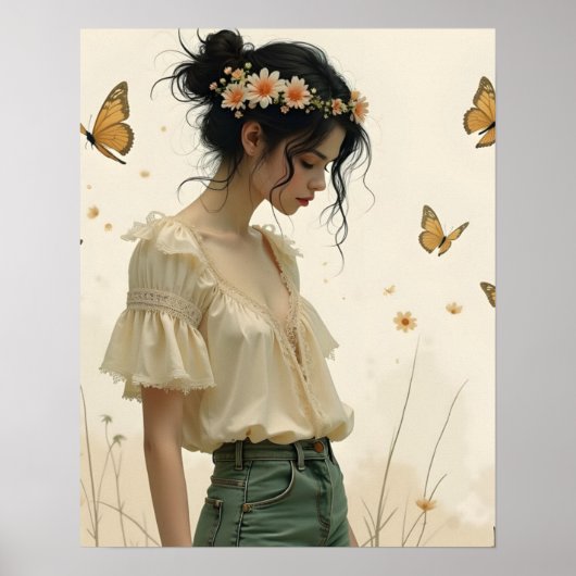 Elegante zachtheid in een vlinderdans poster (Voorkant)