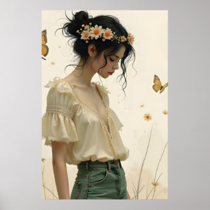 Elegante zachtheid in een vlinderdans poster