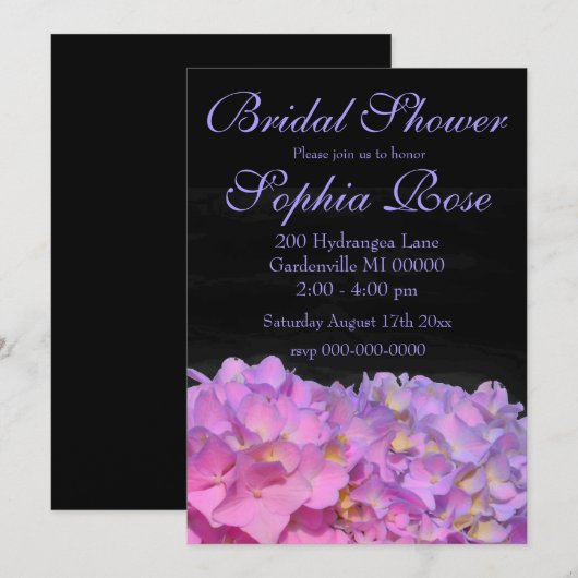 Elegante zachtroze paarse bloemenhortensia's kaart (Voorkant / Achterkant)