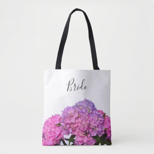 Elegante zachtroze paarse bloemenhortensia's tote bag (Voorkant)