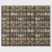 Elegante Zadelpaarden Bruin Beige Plaid Cadeaupapier (Vlak)