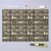 Elegante  Zadelpaarden Bruin Beige Plaid Tissuepapier (Craft)
