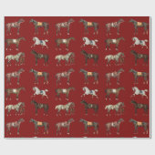 Elegante Zadelpaarden Bruin Rood Cadeaupapier (Vlak)