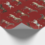 Elegante Zadelpaarden Bruin Rood Cadeaupapier (Hoek)