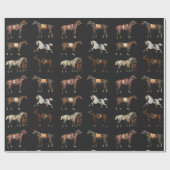 Elegante  Zadelpaarden Bruin Zwart Cadeaupapier (Vlak)
