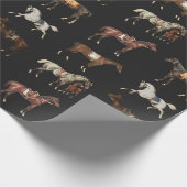 Elegante  Zadelpaarden Bruin Zwart Cadeaupapier (Hoek)