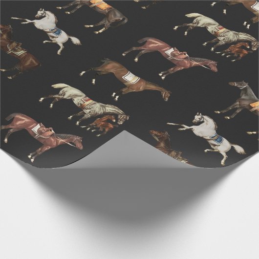 Elegante Zadelpaarden Bruin Zwart Cadeaupapier (Hoek)