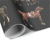 Elegante  Zadelpaarden Bruin Zwart Cadeaupapier (Rol Hoek)