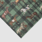 Elegante Zadelpaarden Green Plaid Tissuepapier (Detail)