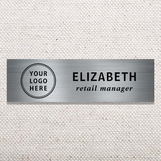 Elegante Zakelijk Logo Zilver Naamplaatje