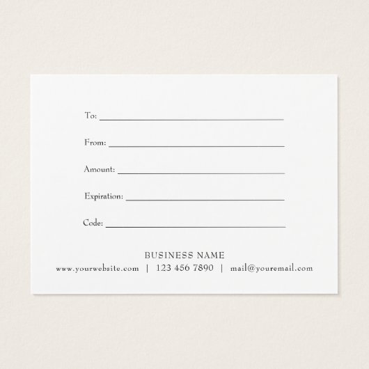 Elegante Zakelijke Cadeaubon Script Bedankt Visitekaartje (Achterkant)