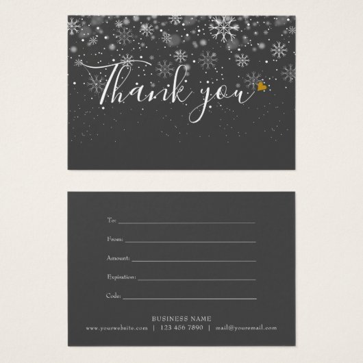 Elegante Zakelijke Cadeaubon Script Bedankt Visitekaartje (Voorkant /achterkant)