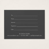 Elegante Zakelijke Cadeaubon Script Bedankt Visitekaartje (Achterkant)