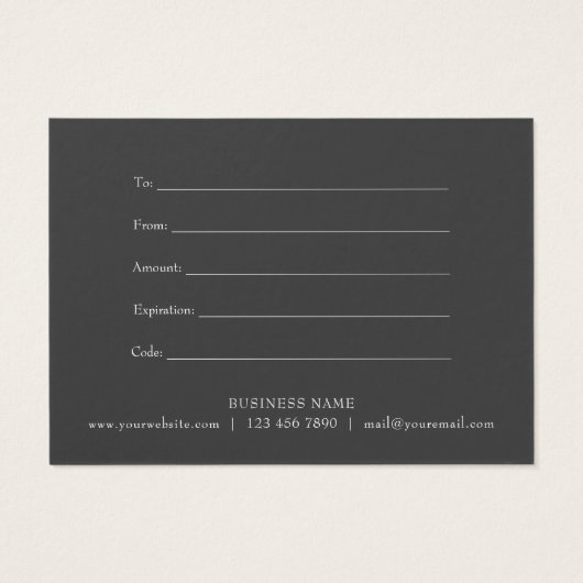 Elegante Zakelijke Cadeaubon Script Bedankt Visitekaartje (Achterkant)