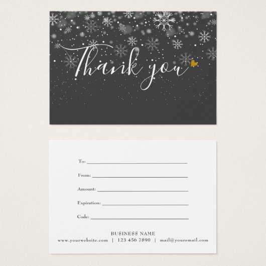 Elegante Zakelijke Cadeaubon Script Bedankt Visitekaartje (Voorkant /achterkant)