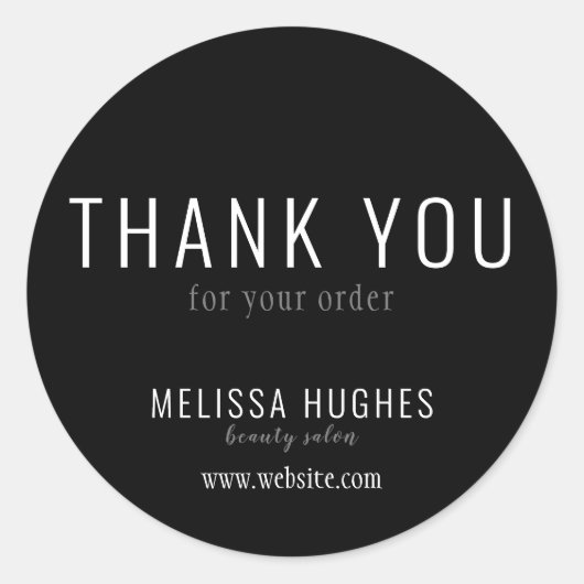 Elegante Zakelijke Eenvoudige Dank Je Wel Zwart en Ronde Sticker (Voorkant)