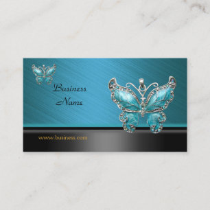Elegante Zakelijke Kaart Vlinder Teal Blauw Visitekaartje