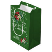 Elegante Zakelijke Kerst Poinsettia Bloemstuk Medium Cadeauzakje (Voorkant Gekanteld)
