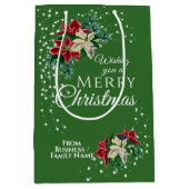 Elegante Zakelijke Kerst Poinsettia Bloemstuk Medium Cadeauzakje (Voorkant)