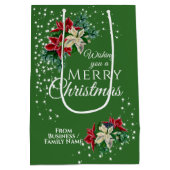 Elegante Zakelijke Kerst Poinsettia Bloemstuk Medium Cadeauzakje (Achterkant)