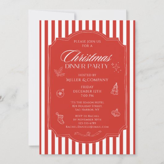 Elegante zakelijke kerstdiner feestdag kaart (Voorkant)