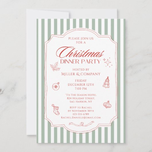 Elegante zakelijke kerstdiner feestdag kaart (Voorkant)
