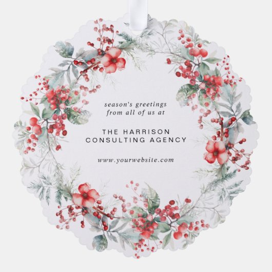 Elegante zakelijke kerstkrans vakantie ornament kaart (Achterkant)