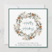 Elegante zakelijke kerstkrans Waterverf Feestdagenkaart (Voorkant)