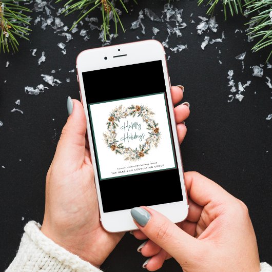 Elegante zakelijke kerstkrans Waterverf Feestdagenkaart