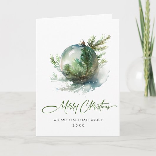 Elegante zakelijke kerstversiering groet feestdagen kaart (Voorkant)