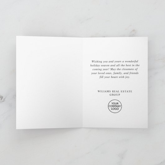 Elegante zakelijke kerstversiering groet feestdagen kaart (Binnen)