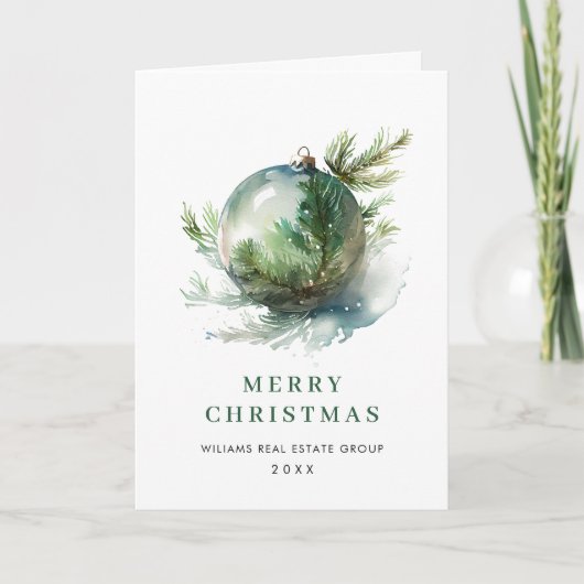 Elegante zakelijke kerstversiering groet feestdagen kaart (Voorkant)