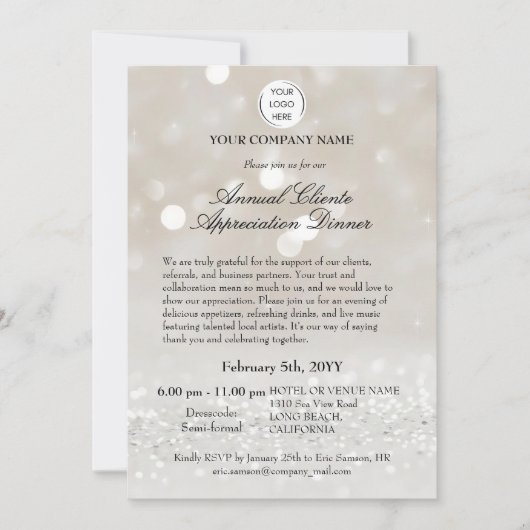 Elegante zakelijke klant waardering Diner Kaart (Voorkant)