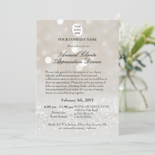 Elegante zakelijke klant waardering Diner Kaart (Staand voorkant)